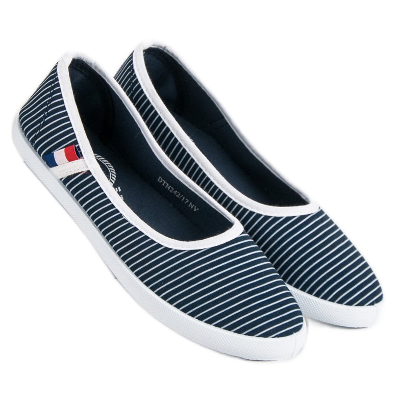 McKey Ballerine Textile à Rayures blanche bleu 2