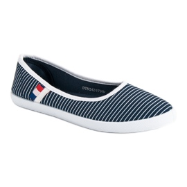 McKey Ballerine Textile à Rayures blanche bleu 3