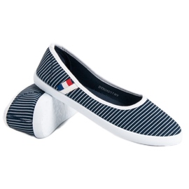 McKey Ballerine Textile à Rayures blanche bleu 1