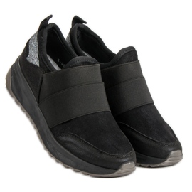 Ideal Shoes Baskets à enfiler confortables le noir 1