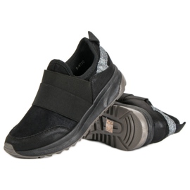 Ideal Shoes Baskets à enfiler confortables le noir 5