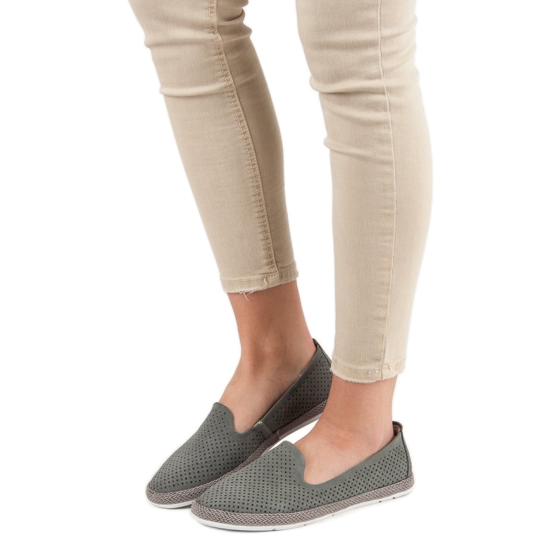 Filippo Seigneurs ajourés en cuir gris 1