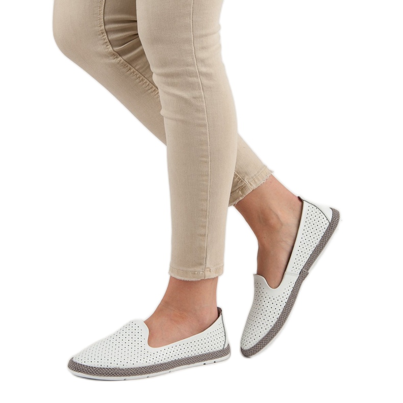 Filippo Seigneurs ajourés en cuir blanc 2