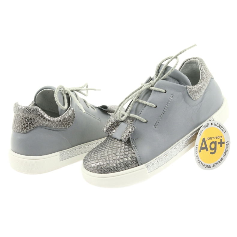 Chaussures en cuir fille RenBut 3303, gris et argent 4
