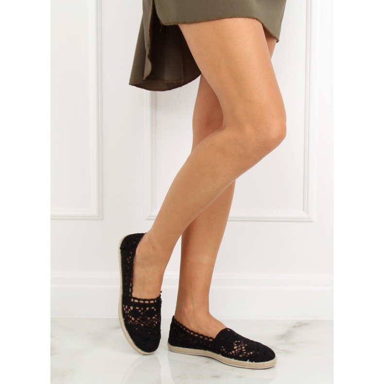Espadrilles noires en dentelle JX1020 Noir 1