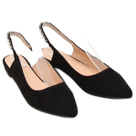Noir LS5028 Ballerines noires à talons ouverts le noir 1