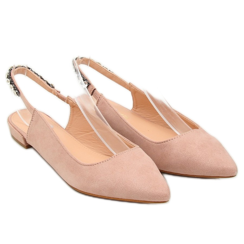 Ballerines à talon ouvert rose LS5028 Beige 1