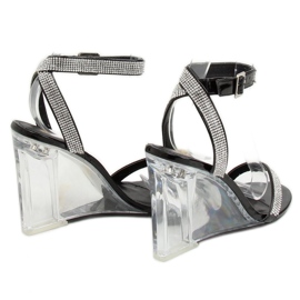 Sandales sur un compensé noir transparent JR1801 Noir le noir 1