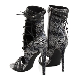 Bottines en cuir serpent noir JR-041 Noir 2