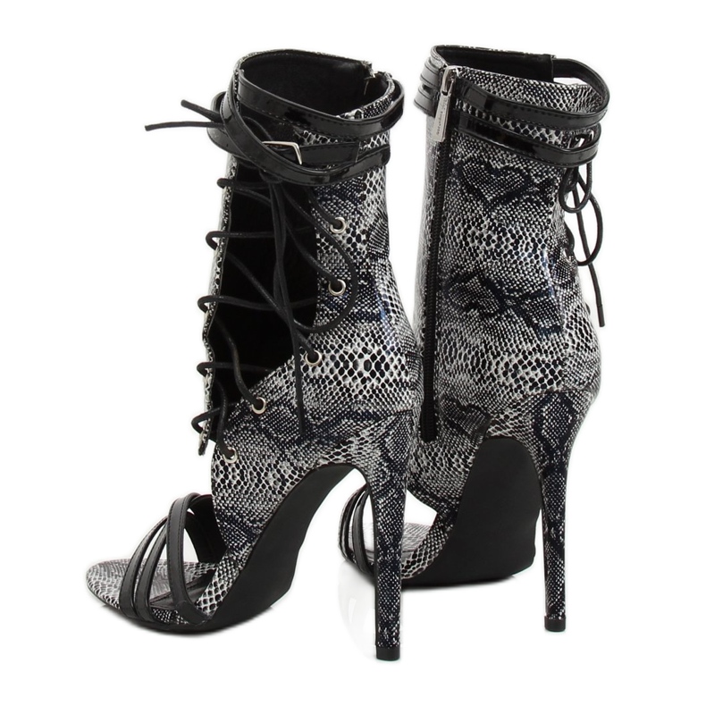 Bottines en cuir serpent noir JR-041 Noir le noir 2