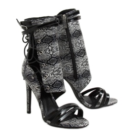 Bottines en cuir serpent noir JR-041 Noir le noir 6