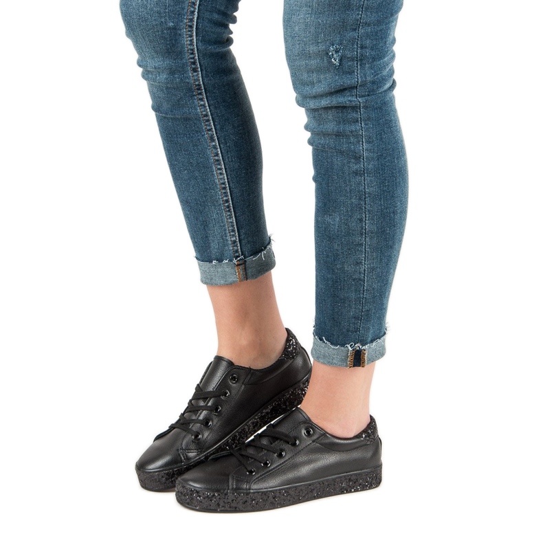 Baskets à semelle pailletée noir 2