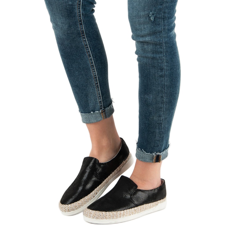 Filippo Espadrilles En Cuir Noir 1