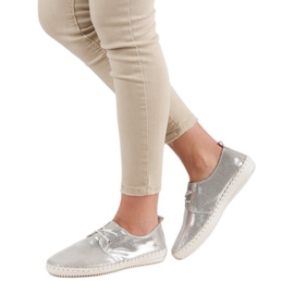 Filippo Chaussures en cuir argentées gris 1