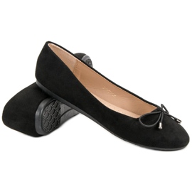 Ballerines En Daim Avec Nœud le noir 6