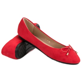 Ballerines En Daim Avec Nœud rouge 1