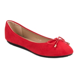 Ballerines En Daim Avec Nœud rouge 5