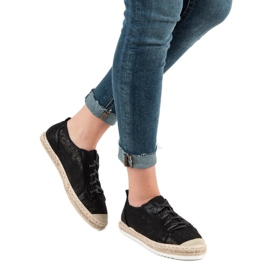 Queentina Espadrilles noires à lacets le noir 2