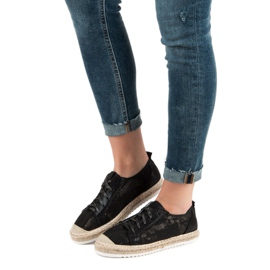 Queentina Espadrilles noires à lacets le noir 1
