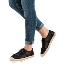 Queentina Espadrilles à lacets avec maille noir 2
