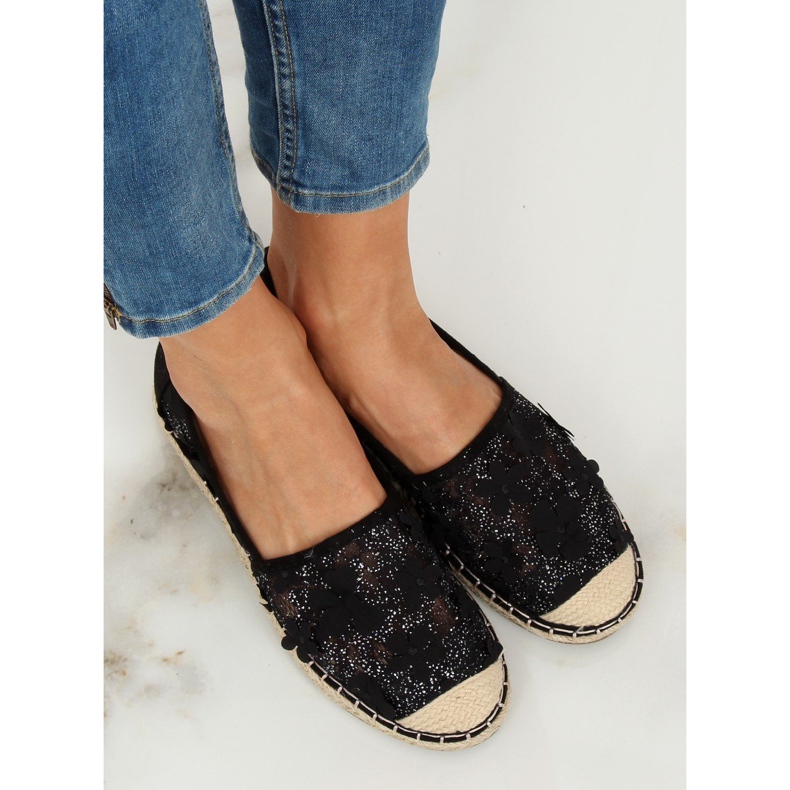 Espadrilles noires en dentelle MB188-225 Noir 1