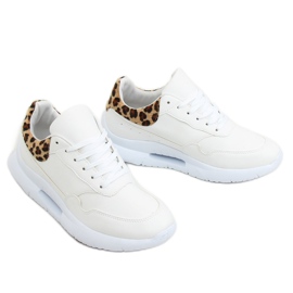 Chaussures de sport semelle convexe blanc R-377 WHITE / HAIRLEOPARD blanche 1