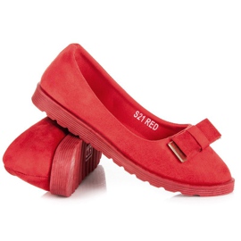 Ballerines En Daim Avec Nœud rouge 4