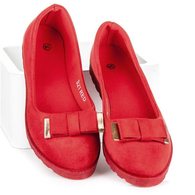 Ballerines En Daim Avec Nœud rouge 1