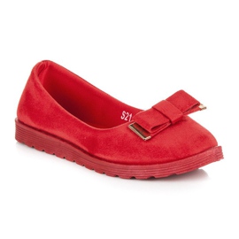 Ballerines En Daim Avec Nœud rouge 2