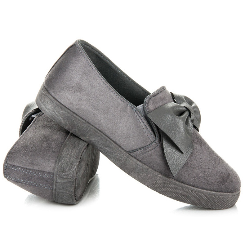 Slipons En Daim Avec Un Noeud gris 1