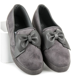 Slipons En Daim Avec Un Noeud gris 2