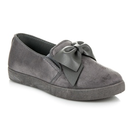 Slipons En Daim Avec Un Noeud gris 3