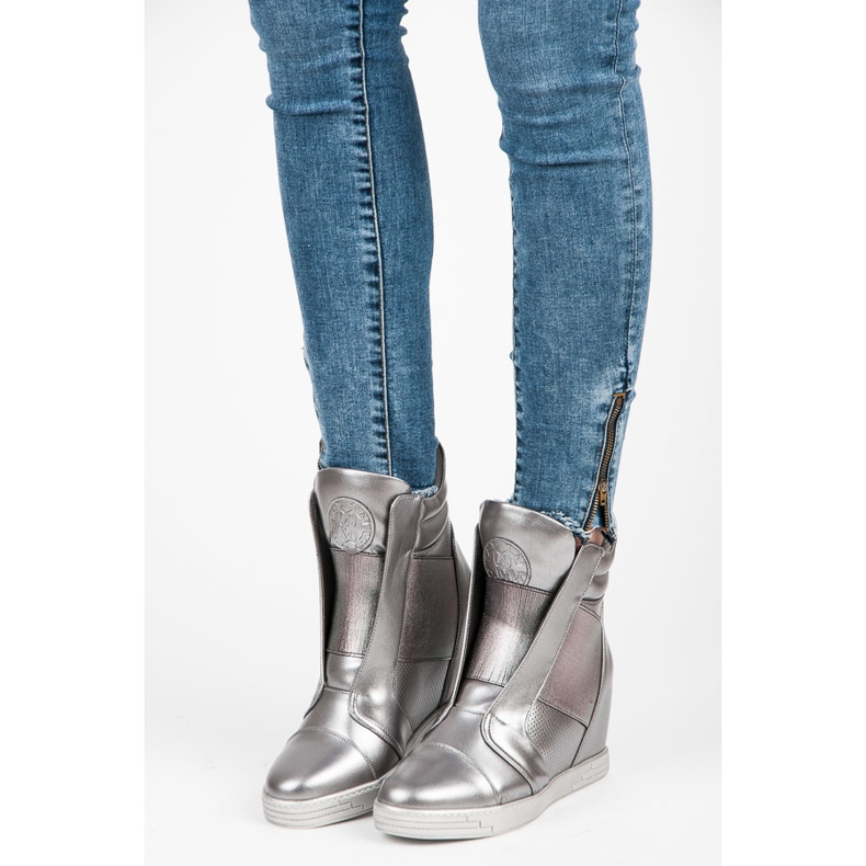 Mtt Sport Baskets compensées argentées gris 1 Mtt Sport Baskets compensées argentées gris 1