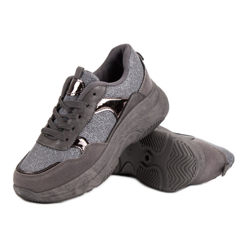 Baskets à paillettes sur la plate-forme gris 1