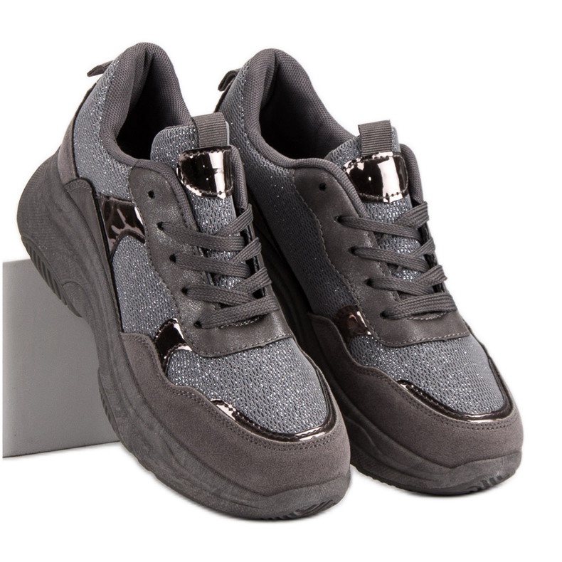 Baskets à paillettes sur la plate-forme gris 2
