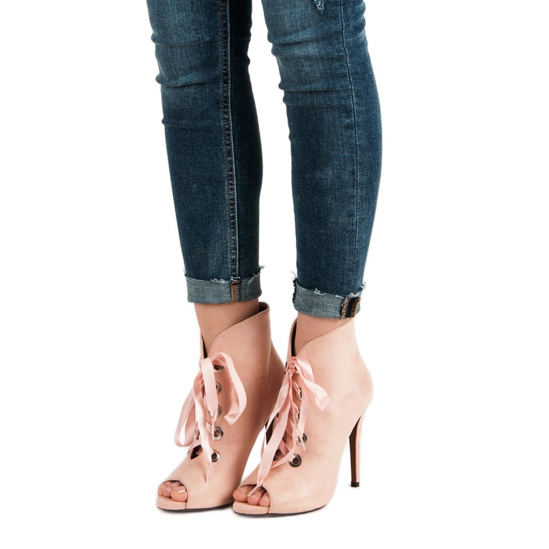 Bestelle Bottes à bout ouvert nouées rose 1 Bestelle Bottes à bout ouvert nouées rose 1