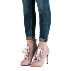 Bestelle Bottes à bout ouvert nouées violet 1