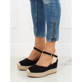 Espadrilles noires sur compensées T331P Noir 2