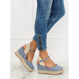 Bleu Espadrilles compensées T331P Bleu 2