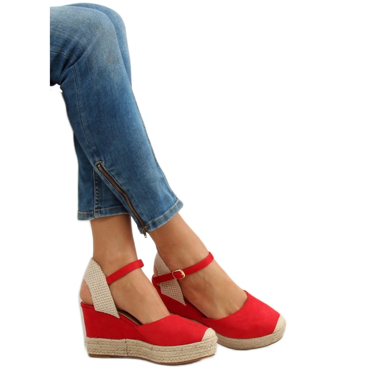 Espadrilles rouges sur compensées, rouge T331P Rouge 1
