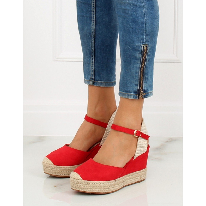 Espadrilles rouges sur compensées, rouge T331P Rouge 2