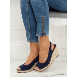 YY29P Espadrilles bleues sur semelles compensées bleu marine 1