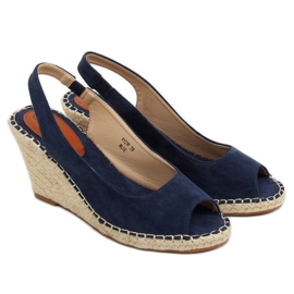 YY29P Espadrilles bleues sur semelles compensées bleu marin 3
