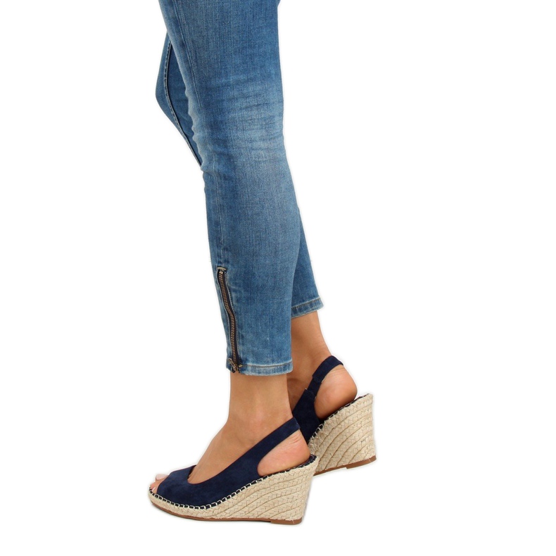 YY29P Espadrilles bleues sur semelles compensées bleu marine 2