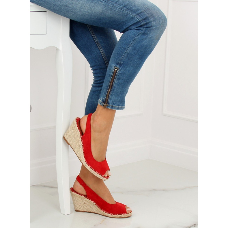 Espadrilles rouges sur semelles compensées rouge YY29P Rouge 1