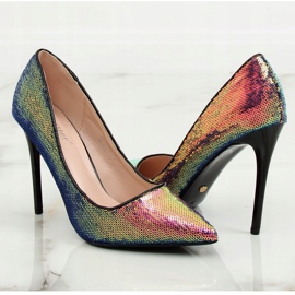 Escarpins à paillettes, couleur pétrole NF-43P Noir le noir multicolore 1