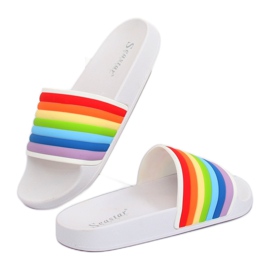 Chaussons arc-en-ciel blancs T325P Blanc multicolore 1