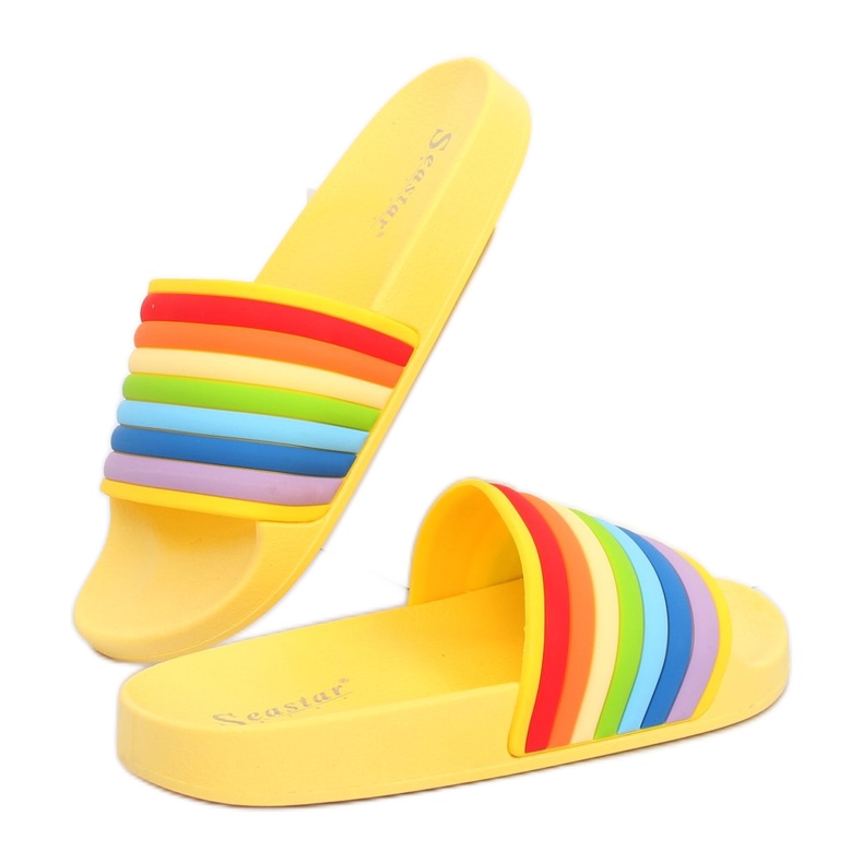 Chaussons arc-en-ciel jaunes T325P Jaune multicolore 1