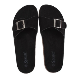 Pantoufles noires en daim CK61P noires le noir 3