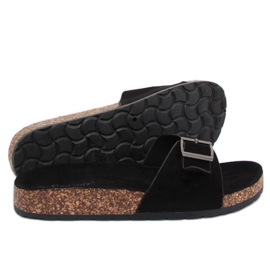 Pantoufles noires en daim CK61P noires le noir 1